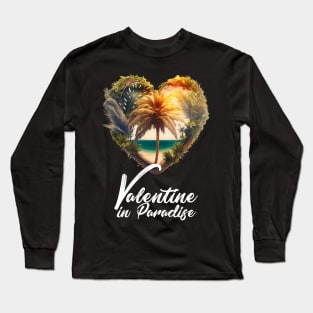 Tropical Valentine No.2: Valentine's Day in Paradise on a Dark Background Long Sleeve T-Shirt